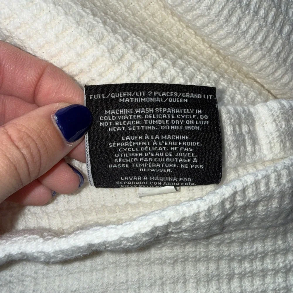 Lauren Ralph Lauren Waffle Knit Blanket Full Queen White Good Cotton Bedding